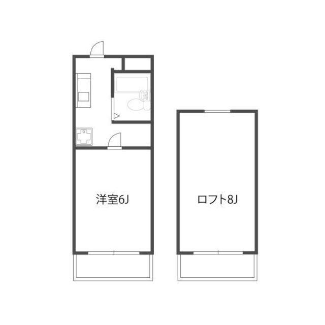 向ノ岡マンション(1K/2階)の間取り写真