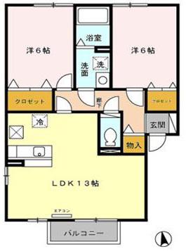 グレイスコート II(2LDK/1階)の間取り写真