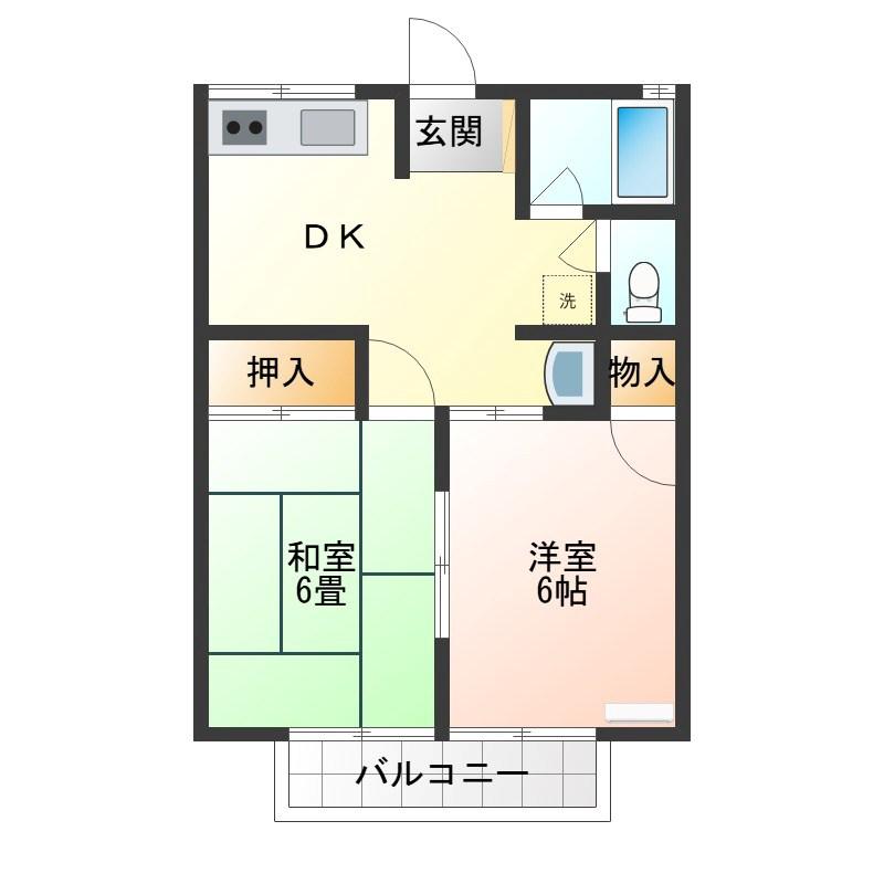 ドミール小金井(2K/2階)の間取り写真