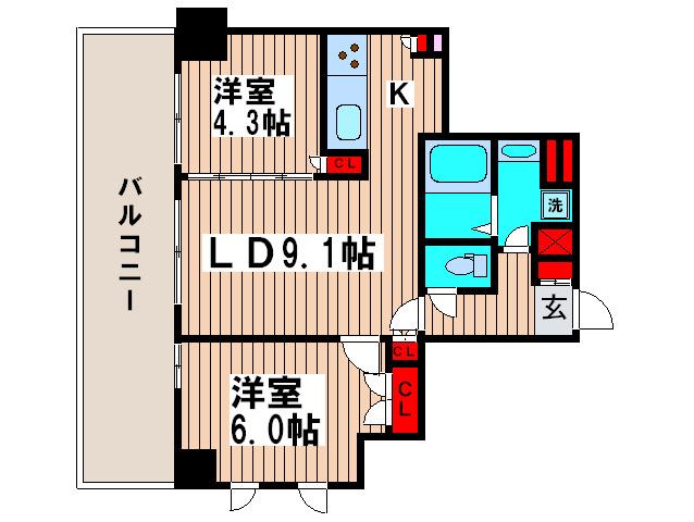 ラフィネジュ板橋駅前(2LDK/9階)の間取り写真