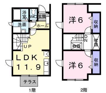 ピ-スファルD(2LDK/1階)の間取り写真
