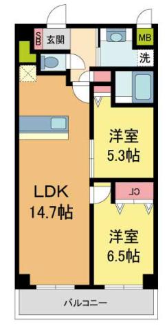XPAVELA甲東園(2LDK/2階)の間取り写真