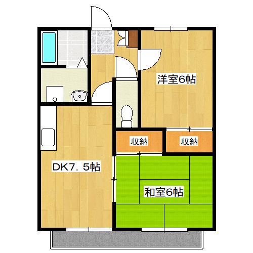 サンセール(2DK/2階)の間取り写真