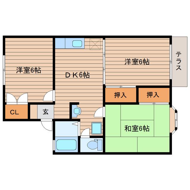 サンライズ館C(3DK/1階)の間取り写真