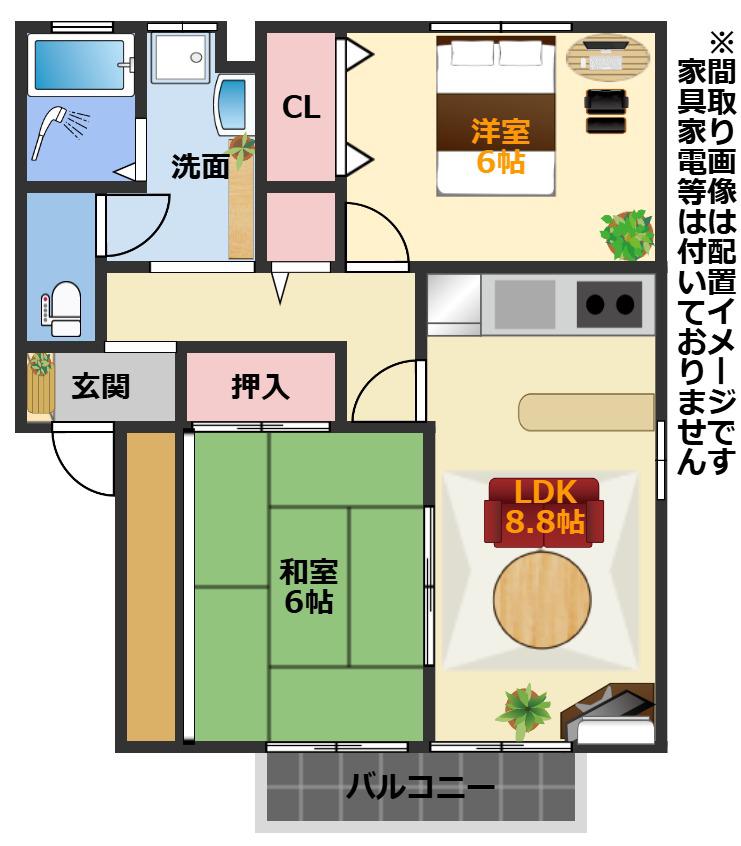 レイクサイド則貞(2LDK/1階)の間取り写真