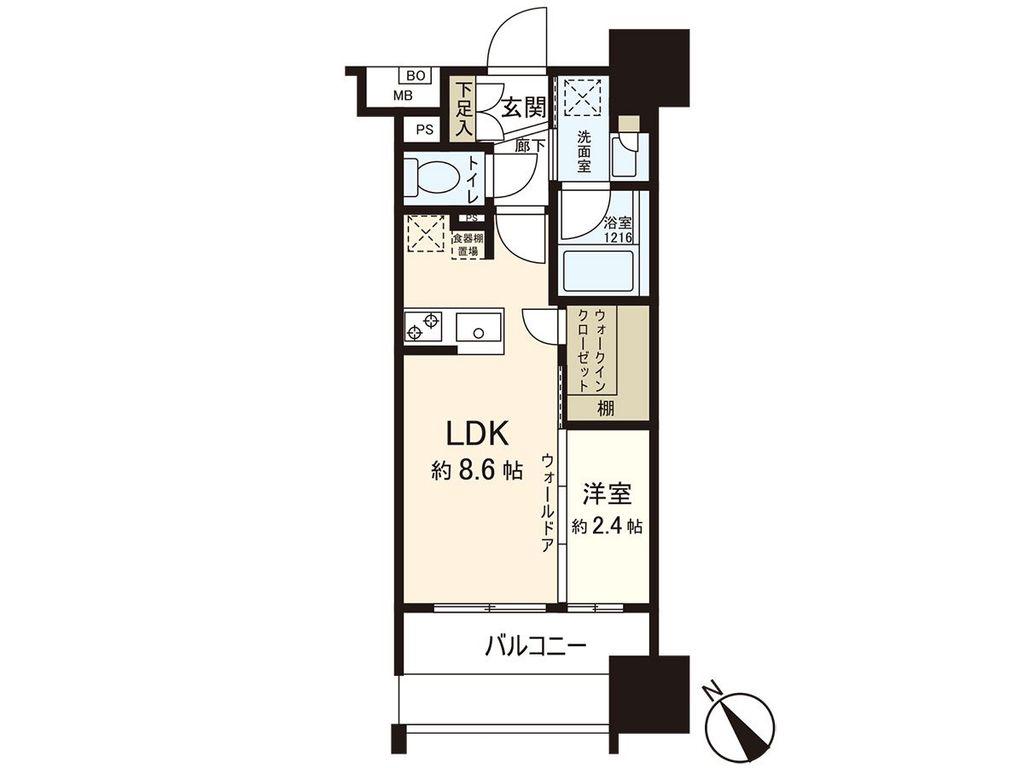 パークリュクス博多駅前(1LDK/5階)の間取り写真