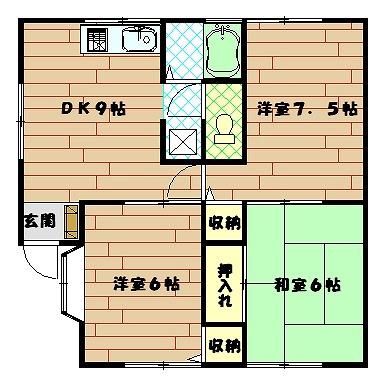 ハーミテージ舟倉(3DK/1階)の間取り写真