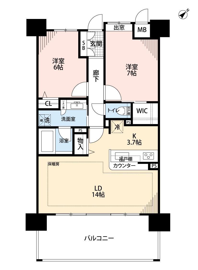 ポレスター茅野(2LDK/2階)の間取り写真