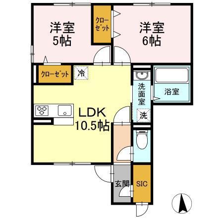 リビエラ 湘南(2LDK/1階)の間取り写真