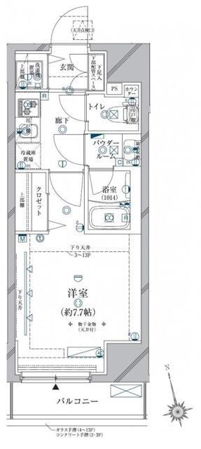 クレイシア三軒茶屋(1K/11階)の間取り写真