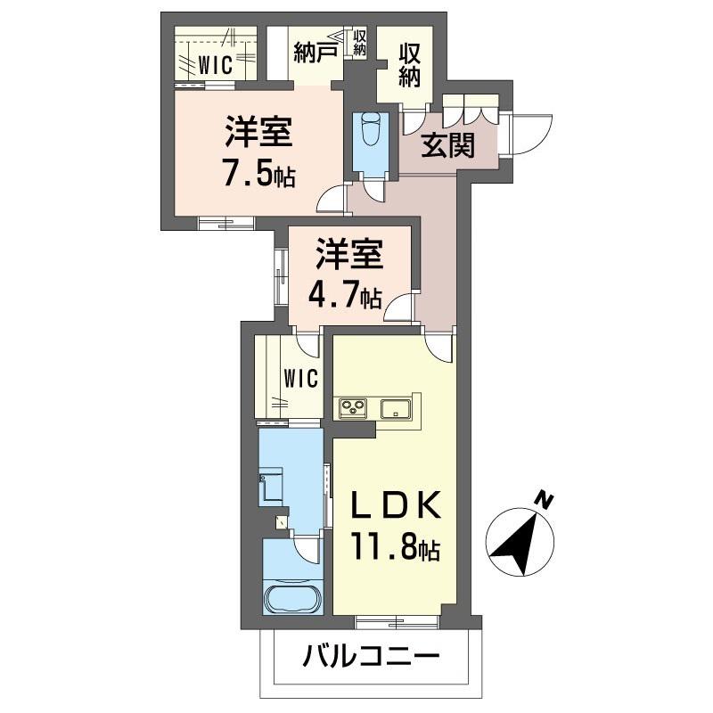 イルアーバン浦和領家(2LDK/3階)の間取り写真