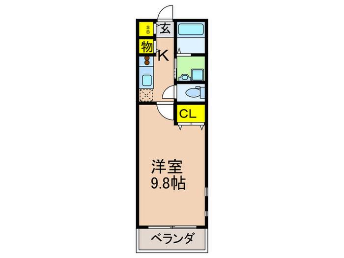 サテンドールセレーネ(1K/2階)の間取り写真