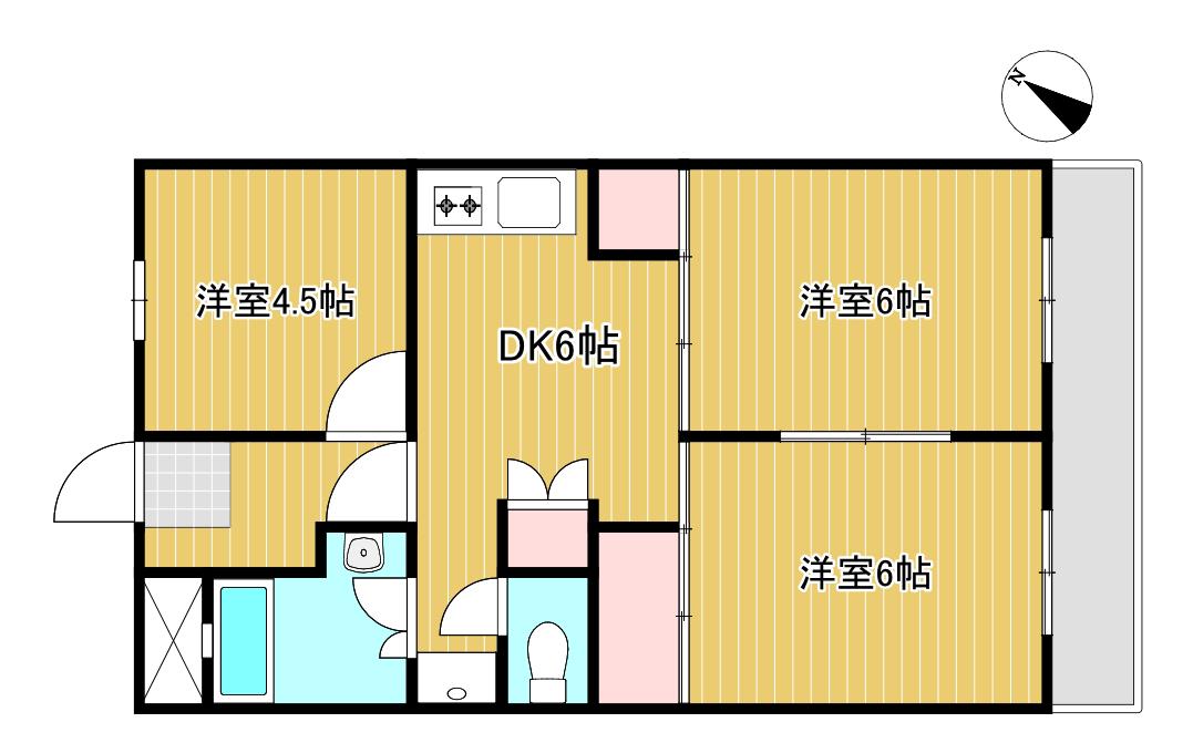 コーポ片山(3DK/3階)の間取り写真