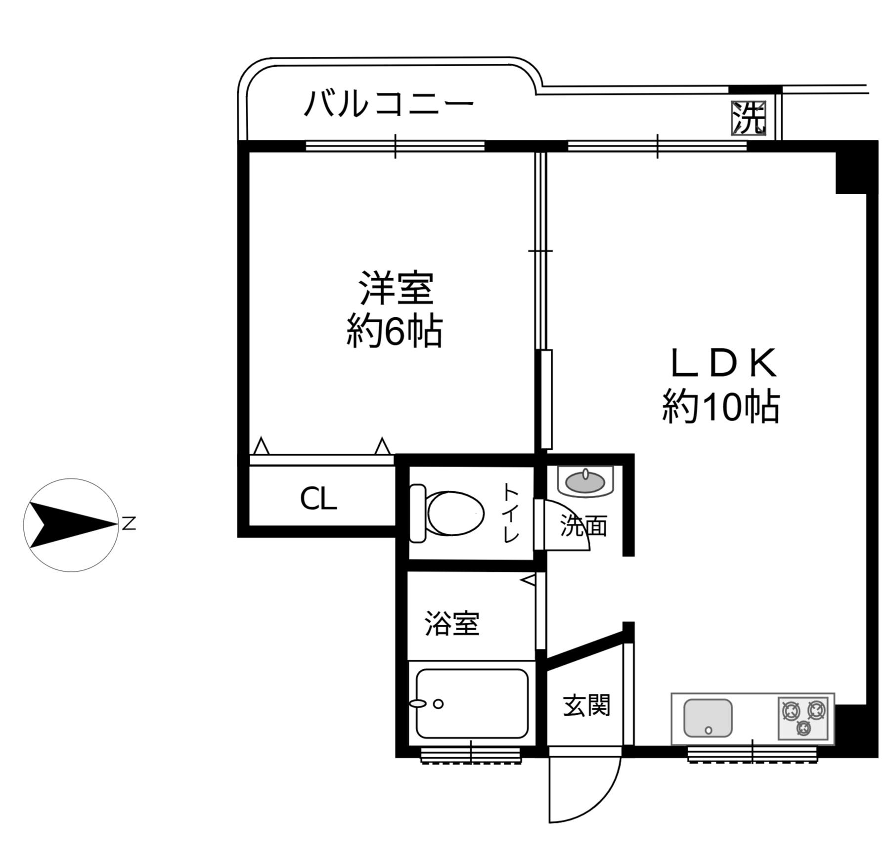 夙川カームマンション(1LDK/5階)の間取り写真