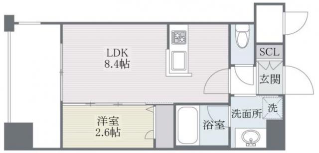 ラクラス博多(1LDK/14階)の間取り写真