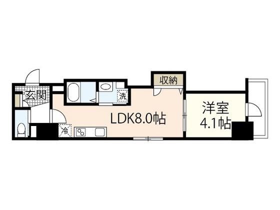 月光舟入川口町(1LDK/6階)の間取り写真