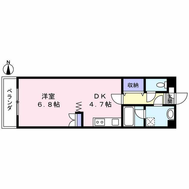 グラスガーデン(1DK/2階)の間取り写真