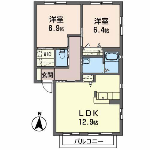 エタンアルブルB(2LDK/2階)の間取り写真
