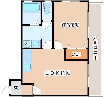 中塚マンション(1LDK/4階)の間取り写真