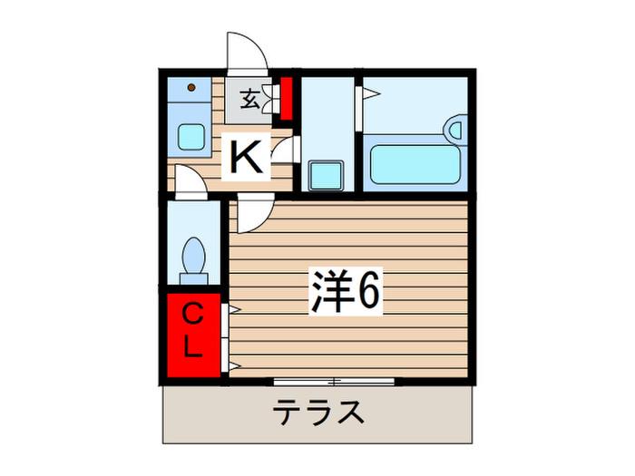 アネックスK(1K/1階)の間取り写真