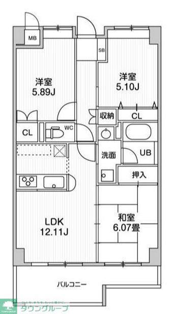 コスモリード本厚木(3LDK/7階)の間取り写真