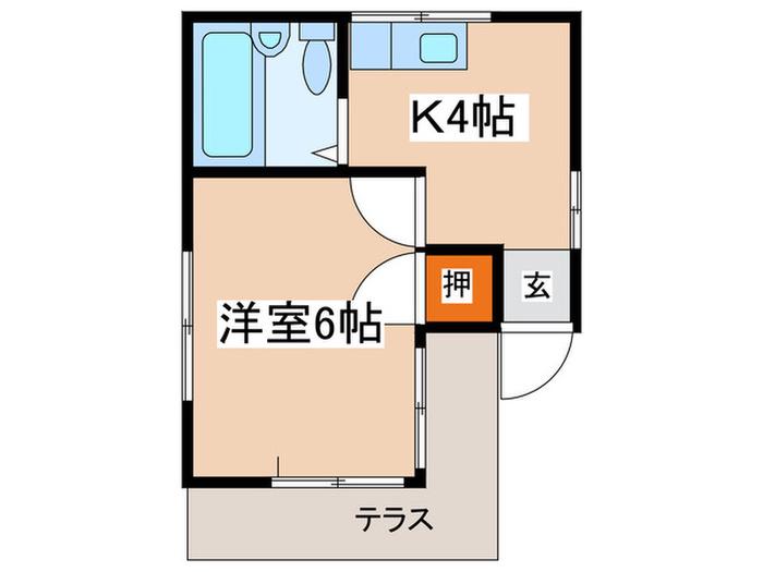 ホワイトルーム(1K/1階)の間取り写真