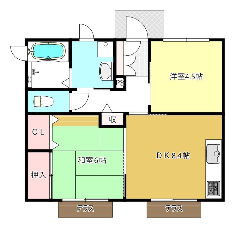 レガロ日吉(2DK/1階)の間取り写真