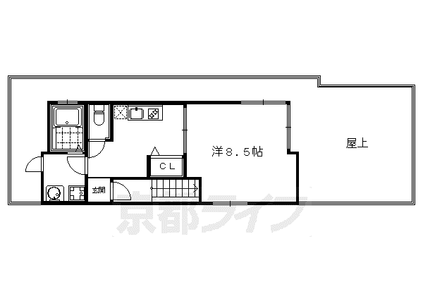 PRIME COURT二条城南(1K/4階)の間取り写真