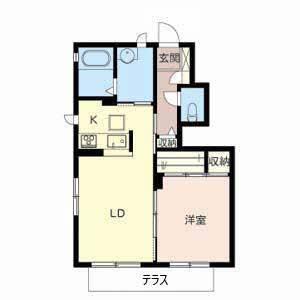 GREEN TERRACE(1LDK/1階)の間取り写真