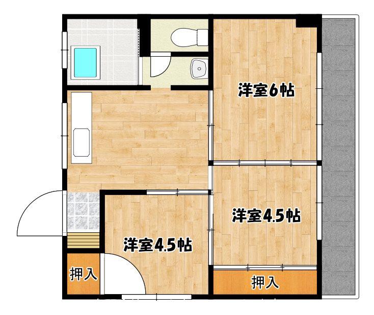 小山田Nビル(3DK/2階)の間取り写真