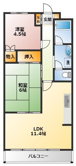 サンハイム(2LDK/2階)の間取り写真