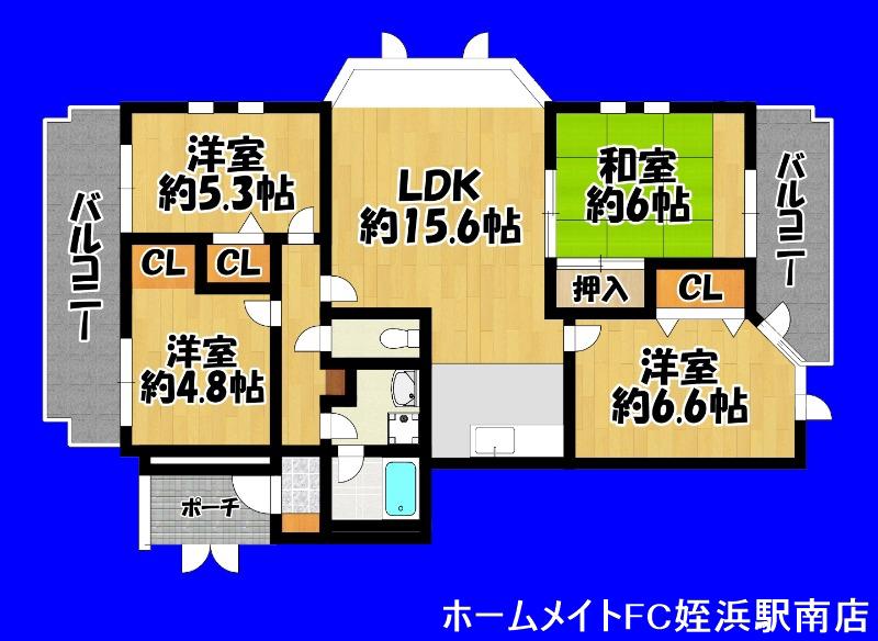 スプリングコート南室見(4LDK/3階)の間取り写真