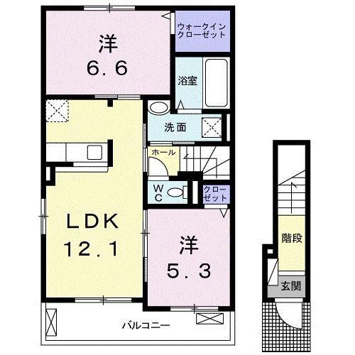 アミティエI(2LDK/2階)の間取り写真