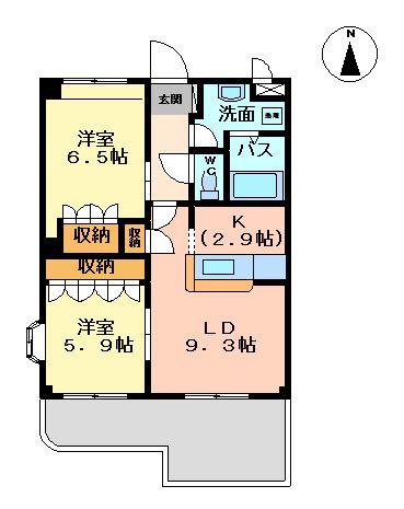 ベルファミーユ2(2LDK/1階)の間取り写真