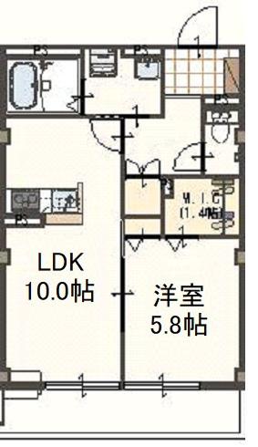 サンホワイトパレス(1LDK/2階)の間取り写真