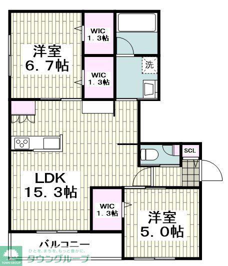 VILLA CANTA(2LDK/2階)の間取り写真