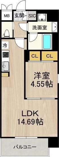 レオングラン本町橋(1LDK/8階)の間取り写真