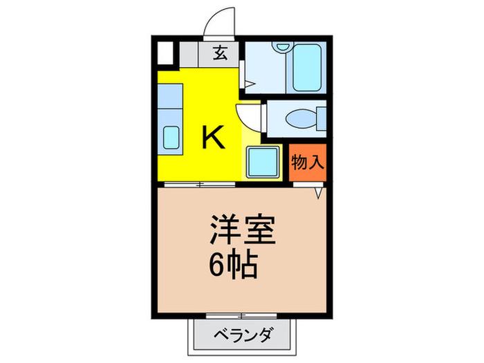 ハイツボヌール(1K/2階)の間取り写真