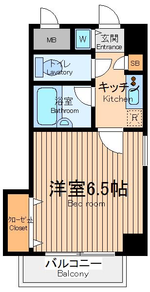 スパシエ府中駅前(1K/8階)の間取り写真