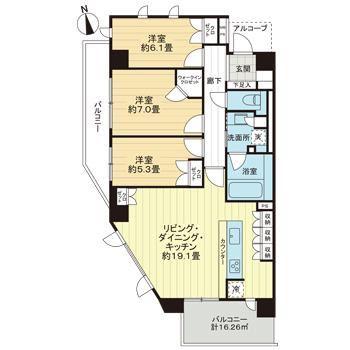 ライオンズ湘南藤沢グランフォート(3LDK/7階)の間取り写真