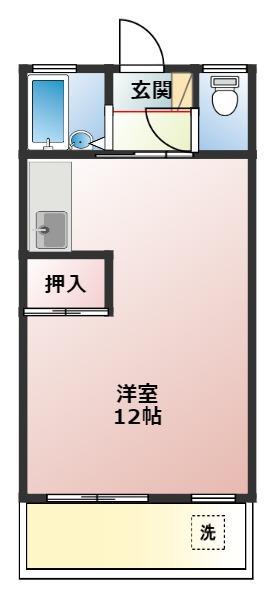 メゾンドU(ワンルーム/4階)の間取り写真