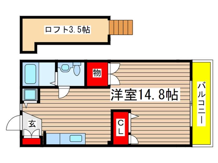 コーポ花水木(ワンルーム/1階)の間取り写真