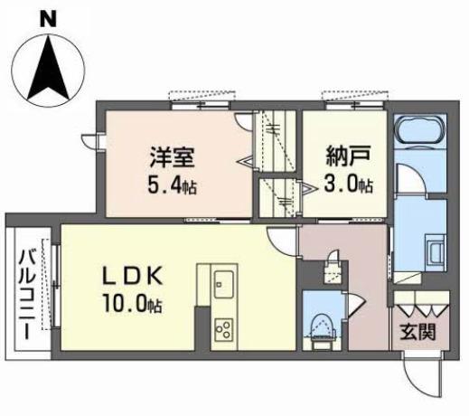 シャーメゾンセレノB(1SLDK/2階)の間取り写真