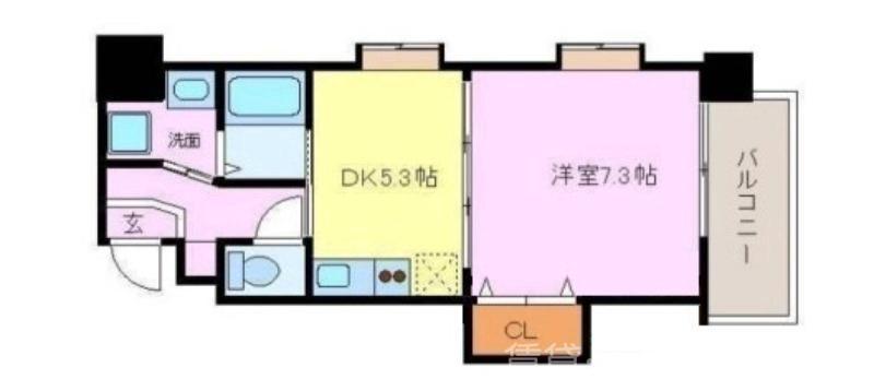 プリエール石津(1DK/4階)の間取り写真