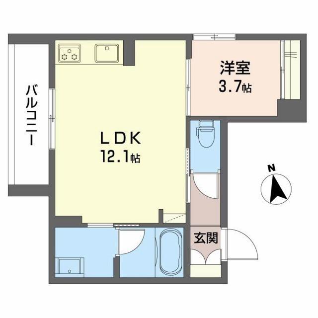 KIコーポレーション玉姓町(1LDK/2階)の間取り写真
