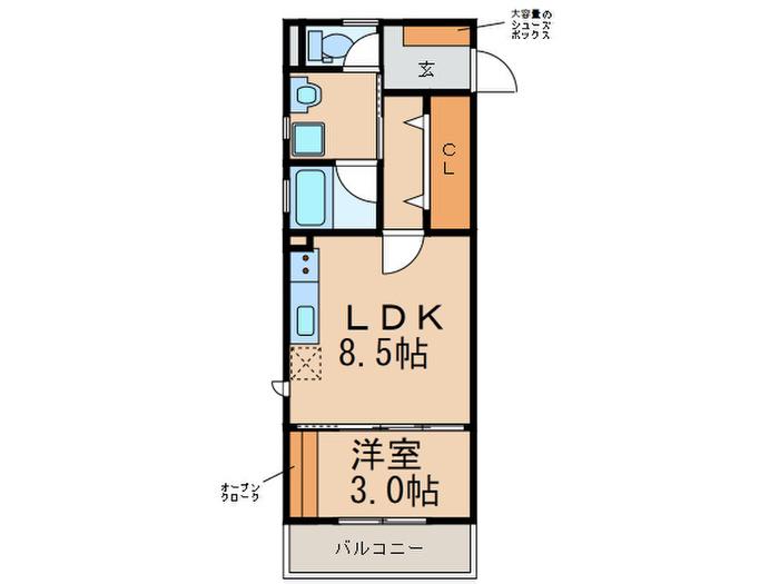 エリーナプラザ吉塚駅南(1LDK/2階)の間取り写真