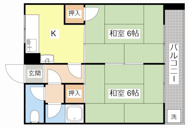 わにコーポ(2K/1階)の間取り写真