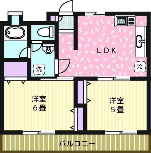 ファーストエバ-グリーンビルディング(2LDK/2階)の間取り写真