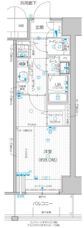 エスリード車道 桜通(1K/9階)の間取り写真