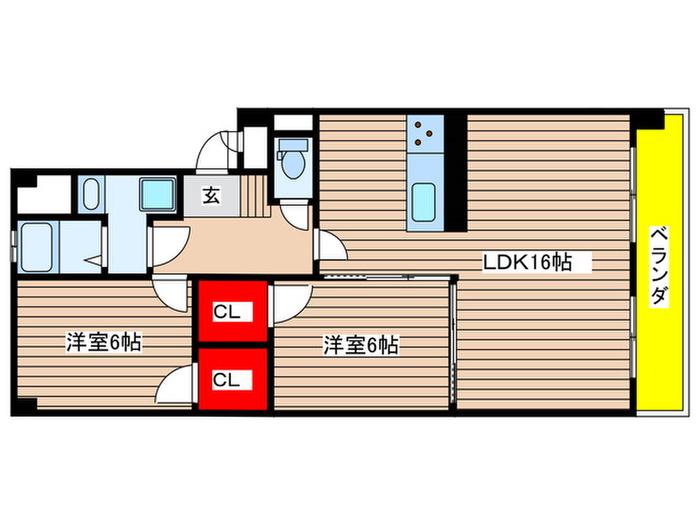ファミーユ西浦(2LDK/1階)の間取り写真